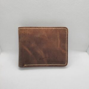 Classic Suede Finish Brown Leather Wallet – Handmade & Durable