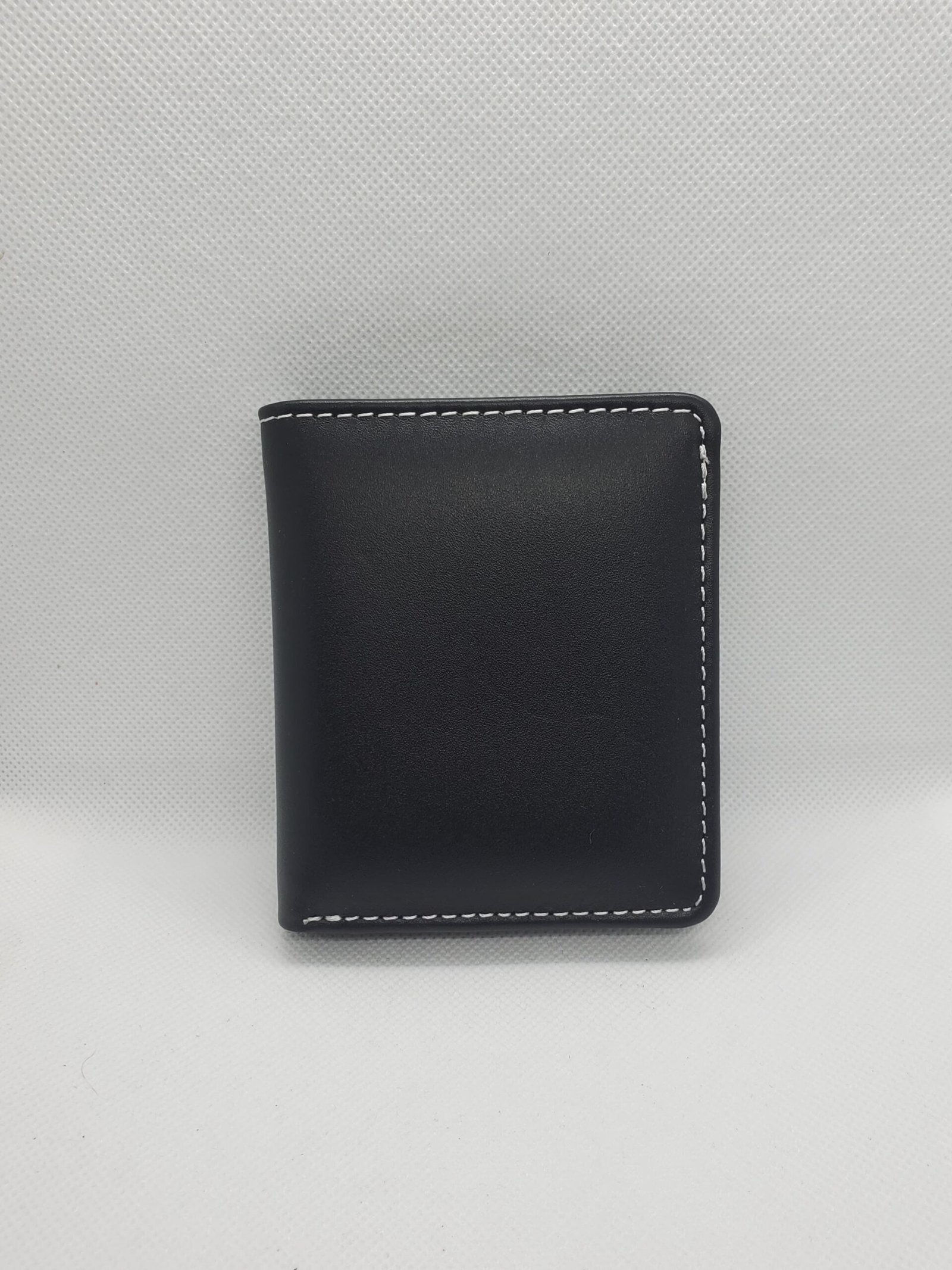 Black Leather Wallet with White Stitching