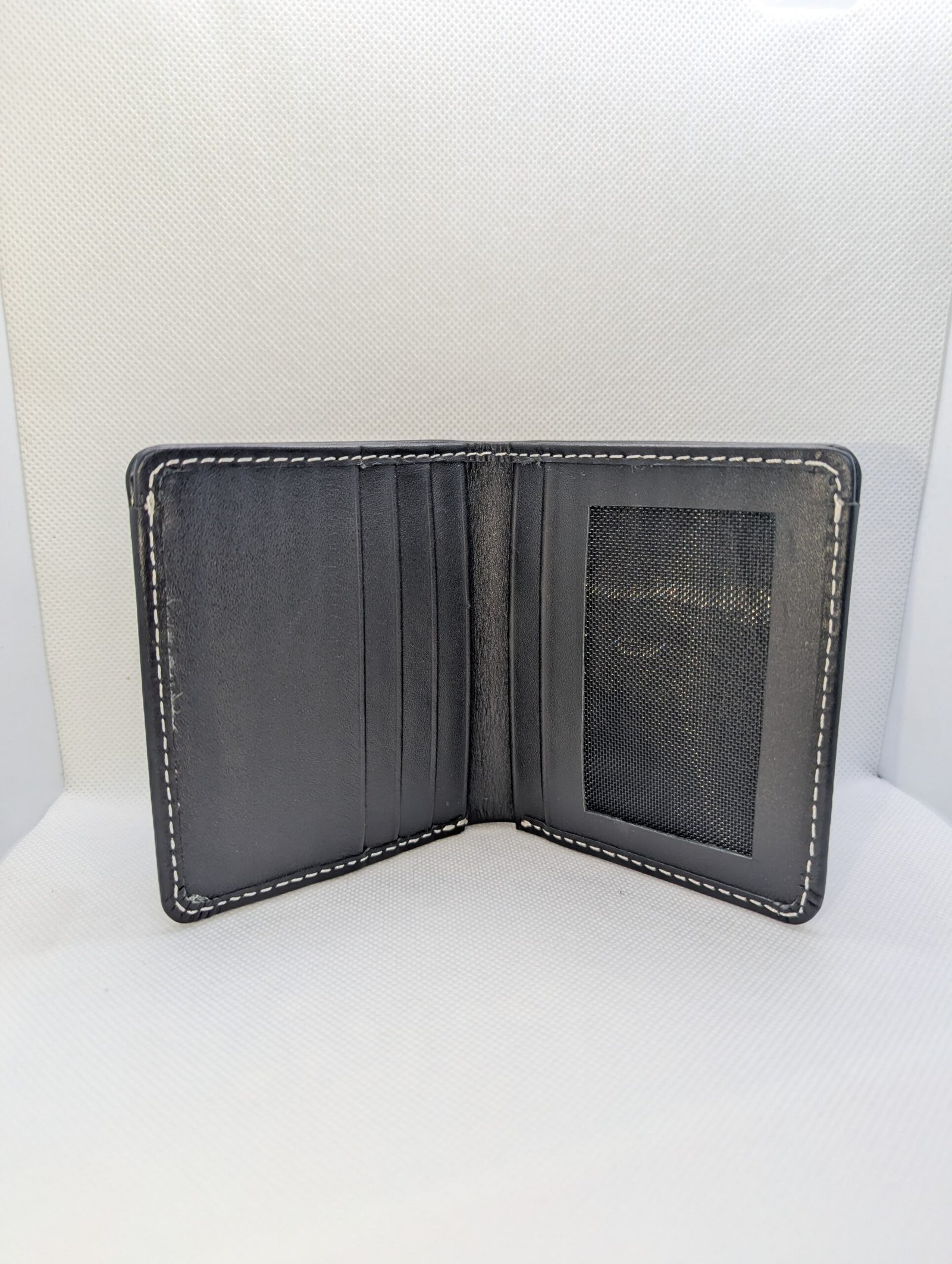 Black Leather Wallet with White Stitching - Image 3